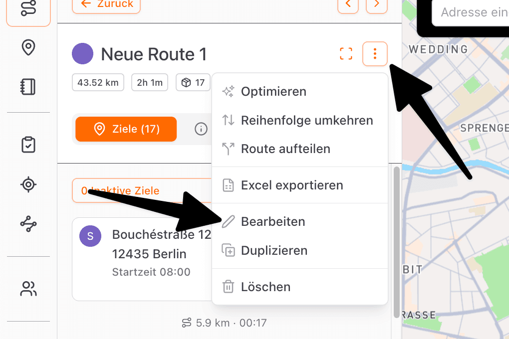 Route bearbeiten