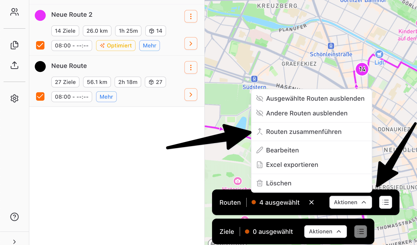 Routen zusammenführen