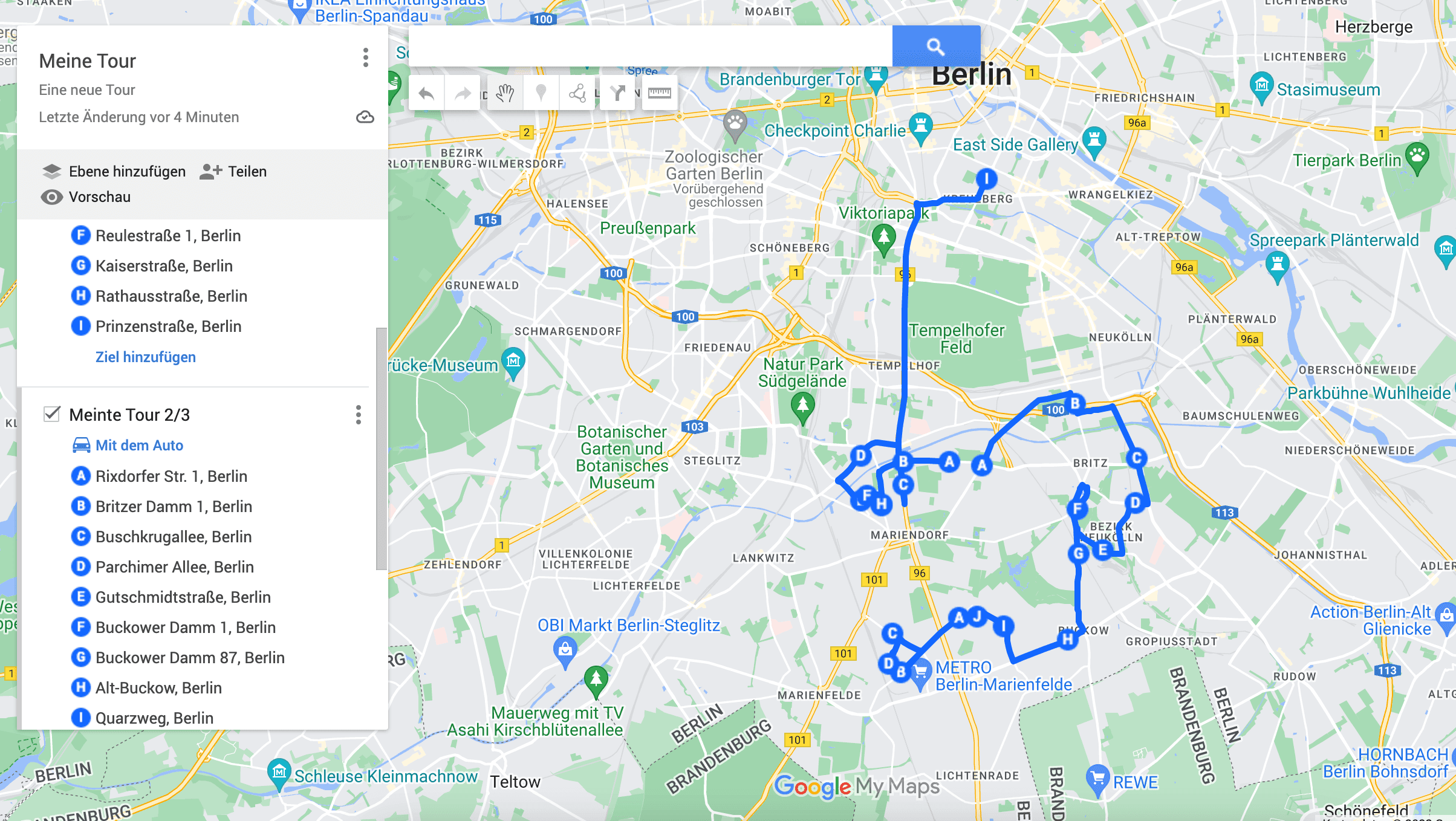 So geben Sie mehr als 10 Ziele bei Google Maps ein