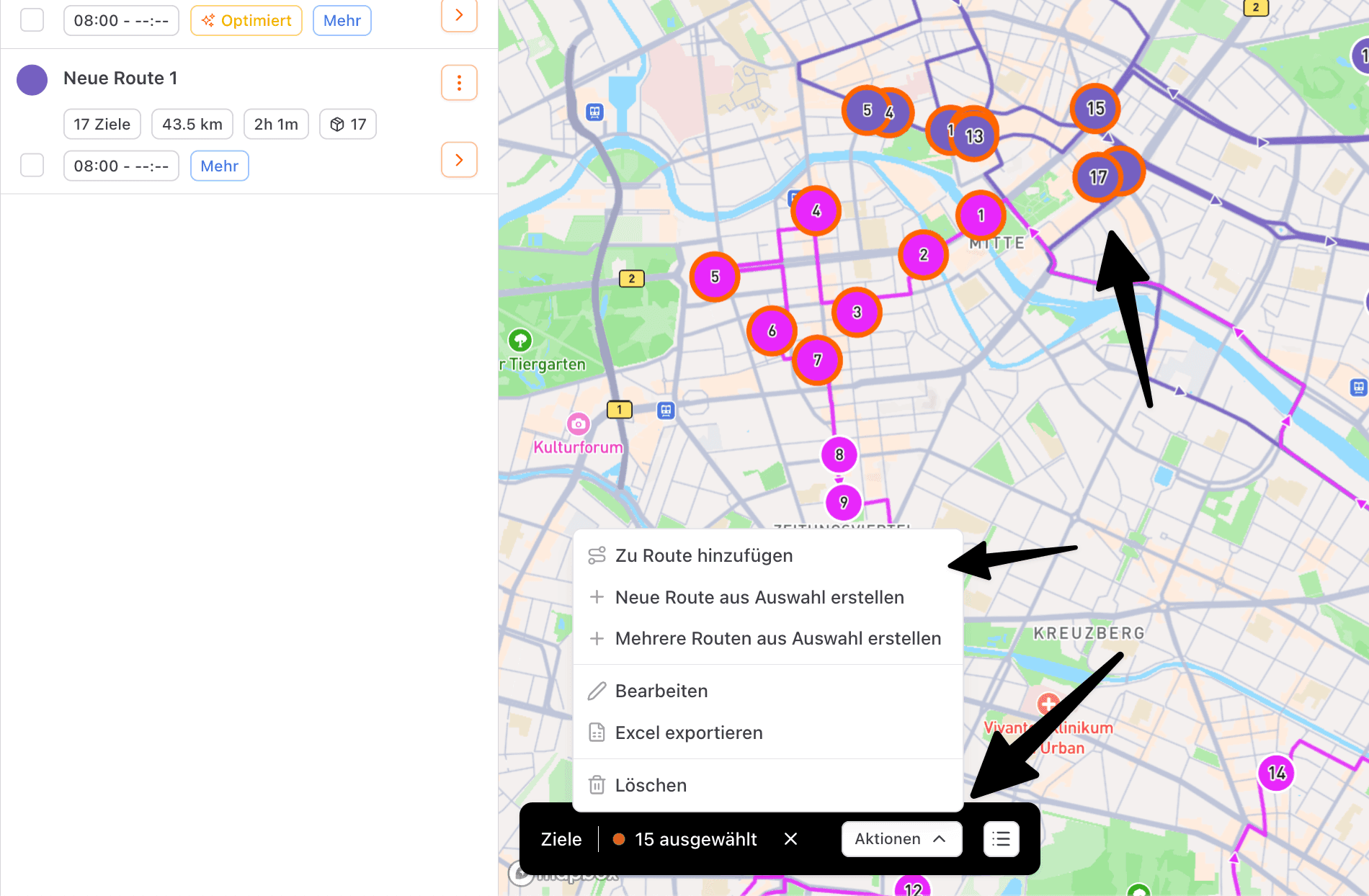Ziele in andere Routen verschieben