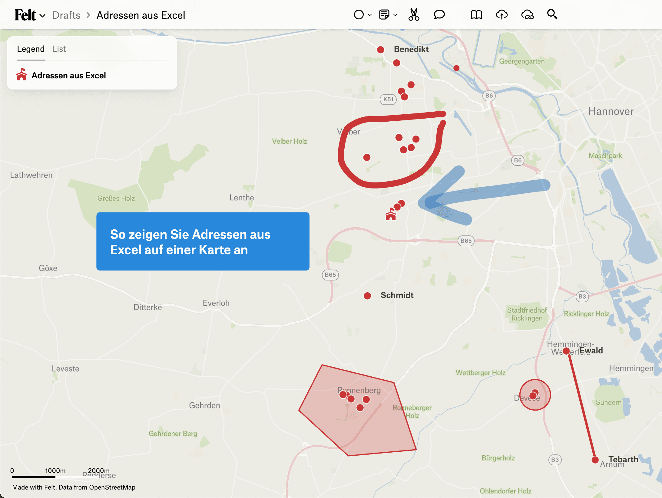 Wie Sie Adressen aus Excel in Google Maps anzeigen